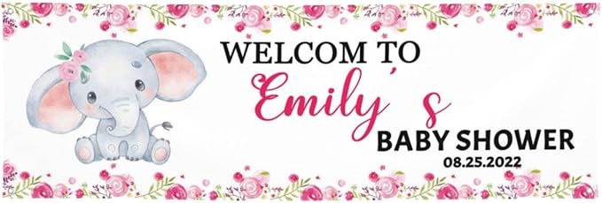 Baby Shower Banner Personalized Name Date Custom Baby Shower Banners and Signs Customize for Party Decoration 6'x3'
