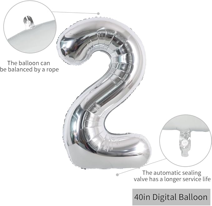 TONIFUL 40 Inch Silver Large Numbers Balloons Number 25 Digital 25 Helium Foil Mylar Big Number Balloons for 2026 Graduation New Year Eve Birthday Party Anniversary Supplies Decorations