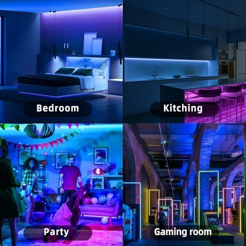 Ledagic Led Lights for Bedroom 32.8FT 300Leds RGB Led Strip Lights Music Sync Color Changing, Dimmable Led Light Strip with Remote App Control, Super Bright Led Tape Light Room Home Gaming Accessories