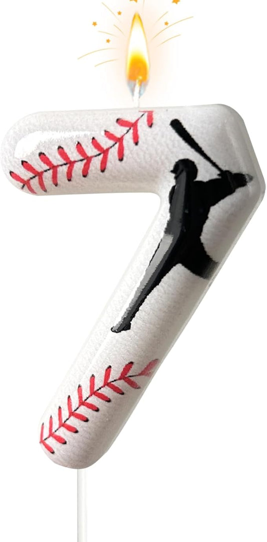 Baseball Birthday Number Candle, Number 7 Candles for Cake Topper, Ideal Birthday Parties Cake Decor, Wedding Anniversary and Other Celebrations (Candle 7)
