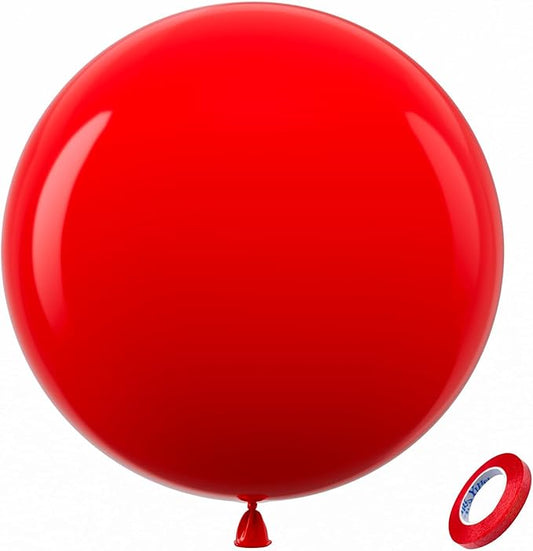 Bezente Red Giant Balloons 36 Inch - 8 Pack Jumbo Red Balloon Large Round Latex Balloon for Photo Shoot Wedding Anniversary Birthday Christmas New Year Party Decorations