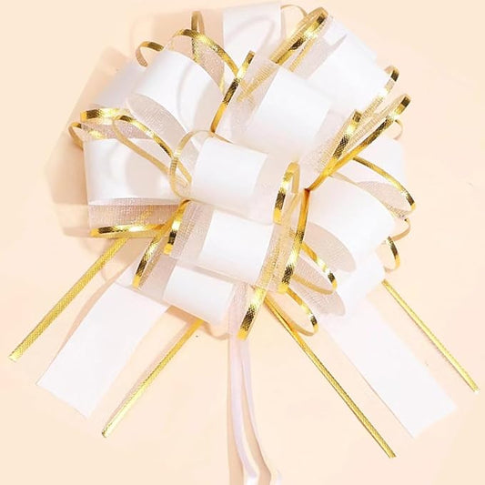 HQJAXJ 6PCS Pull Bows for Gift Wrapping, Phnom Penh Gift Wrap Pull Bows, White, Floral, Classic, Traditional, Multi-occasion