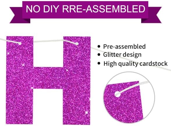 BEISHIDA Happy Birthday Banner - Pre-Strung No DIY Birthday Decorations - Happy Birthday Sign - Birthday Banner for Women, Kids - Backdrop Purple