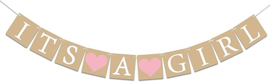 SUNBEAUTY Natural It's A Girl & Boy Banner Baby Shower Decorations Baby Gender Show Party Favors Pregnancy Announcement