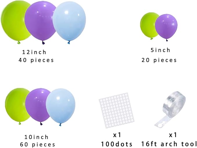Lime Green Purple Blue Balloon Garland Arch - Purple Balloons Lime Green Blue Balloons for Birthday Baby Shower Wedding Graduation Wedding Party Decorations