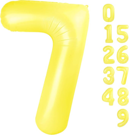 40 Inch Number 7 Balloon, 6 7 Birthday Decorations, Yellow Seven Birthday Decor, 7 17 27 70 Year Old Balloon Number for Engagement, Wedding, Graduations