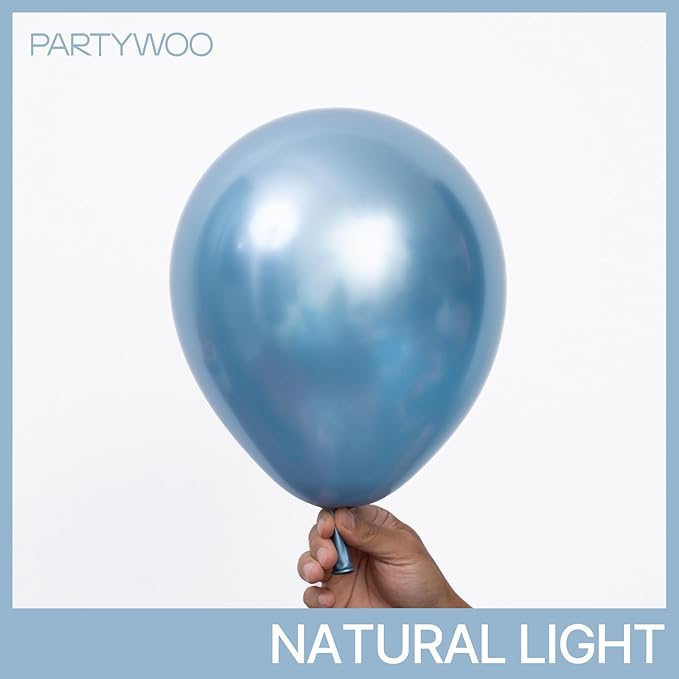 PartyWoo Metallic Light Blue Balloons 140 pcs Different Sizes of 18 12 10 5 Inch Metallic Baby Blue Latex Balloon Arch Kit Garland for Graduation Baby Shower Birthday Party Decorations Blue-G119
