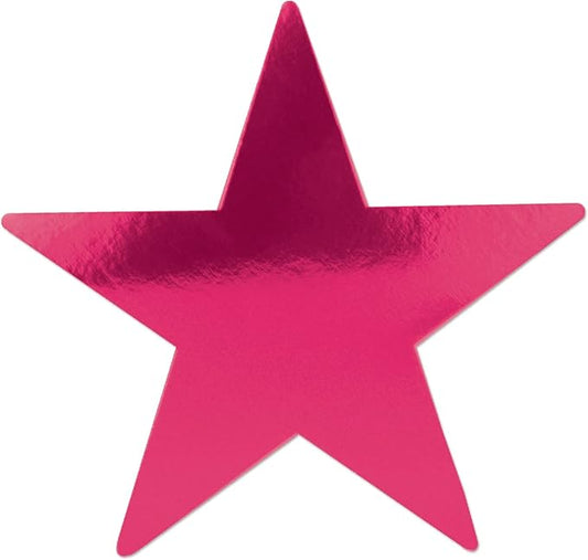 Beistle 36-Pack Foil Cerise Star Cutouts, Party Decorations for Festive Occasions, Celebrations & Events, Starry Decor for Wall & Table, 9”
