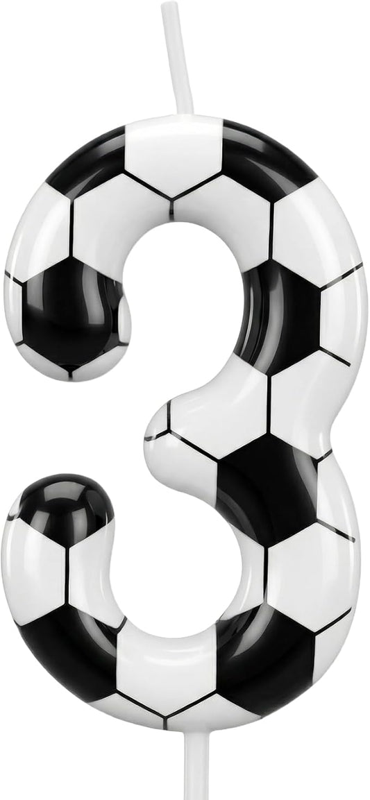 Soccer Number 3 Birthday Candle, 3rd Birthday Candle Sport-Theme Cake Topper, Soccer Theme Party Decorations for Boys Girls, Party Supplies Birthday Gifts