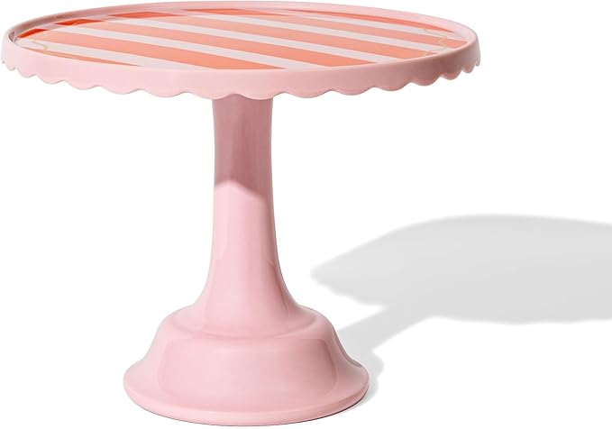 Pink/Red Blue Distressed Stripe Melamine Cake Stand for Celebrations Tiered Dessert Display at Birthdays, Weddings & All Gatherings – Stylish Presentation In Every Occasions