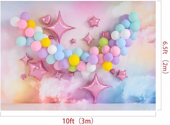 Kate 10x6.5ft Birthday Backdrop for Girls Children Colorful Balloon Photography Background Party Decoration