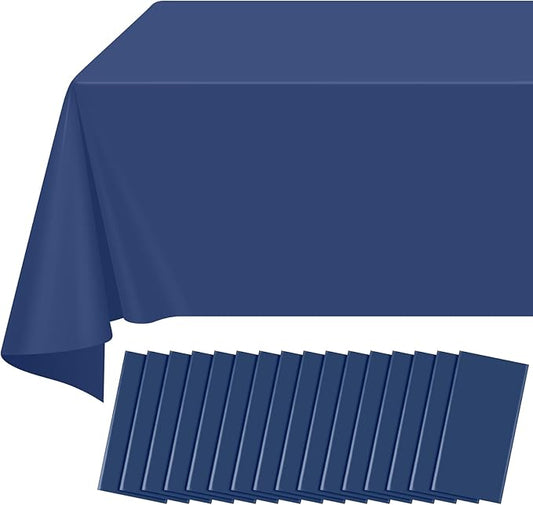 16 Pack Navy Blue Plastic Tablecloth for Rectangle Tables, Premium Decorative Navy Blue Disposable Table Cloths for Parties, Rectangle Party Table Cover for Birthday Wedding Banquet Event, 54x108 Inch