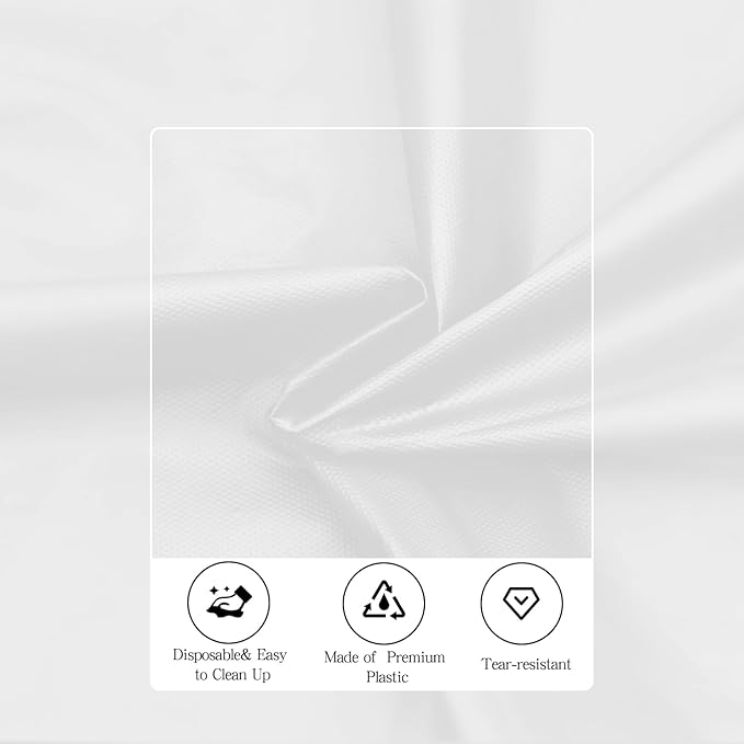 tujol White 6 Pack Plastic Table Cloth 84", Disposable Round Tablecloth Table Cover, Plastic Tablecloths for Parties