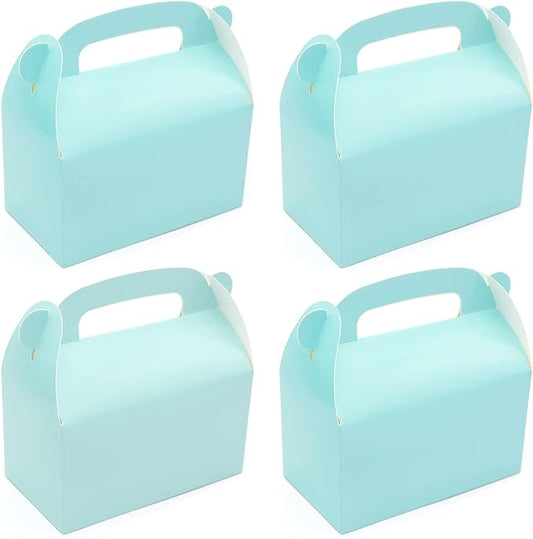30-Pack Blue Party Favor Treat Boxes, Goodie Boxes, Gable Paper Gift Boxes with Handles. Perfect for Prince Party and Baby Shower Decoration Supplies