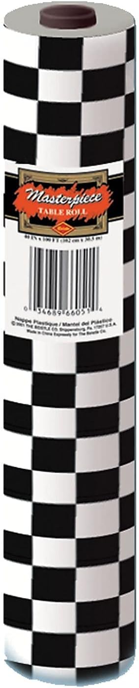 Checkered Table Roll (black & white) Party Accessory (1 count) (1/Pkg)