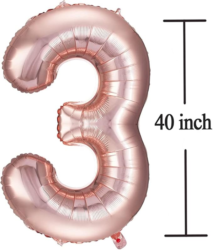 Rose Gold 13 Number Balloons Big Giant Jumbo Large Number 13 Foil Mylar Balloons for Girl Boy 13th Birthday Party Supplies 13 Anniversary Events Decorations-40 inch