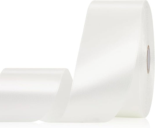 White Satin Ribbon 2 Inch 60 Yards, Versatile Solid Polyester Ribbon for Flower Bouquet, Wedding, Crafts, Gift Wrapping, Baby Shower, DIY Bows and Outdoor Decor