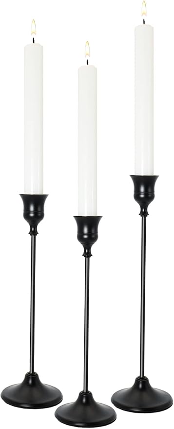 Candlestick Holders 3PCS, Black Metal Taper Candle Holder, Vintage Candle Holders for Pillar Candles, Table Mantel Wedding Festive Decor Party Party Decor Christmas Decorations