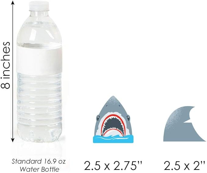 Big Dot of Happiness Shark Zone - Dessert Cupcake Toppers - Jawsome Shark Party or Birthday Party Clear Treat Picks - Set of 24