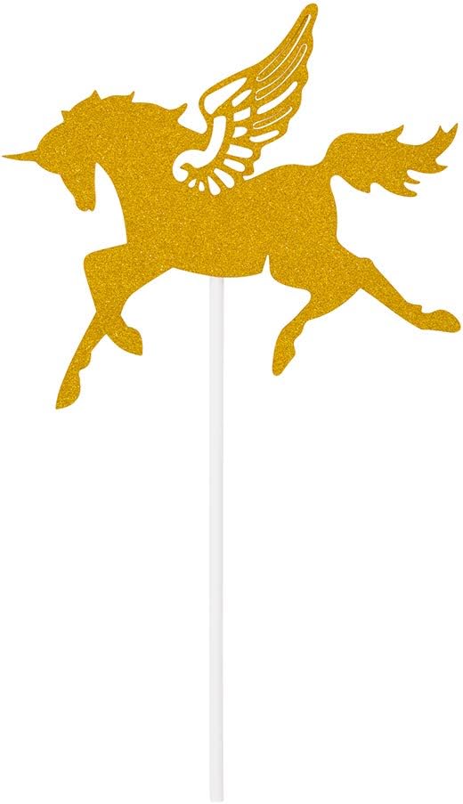 Restaurantware Top Cake 6 X 4.3 Inch Cake Toppers 10 Unicorn Design Cake Topper Inserts - Sturdy With Glitter Detail Gold Paper Cake Decoration Birthday Baby Shower Wedding Supplies