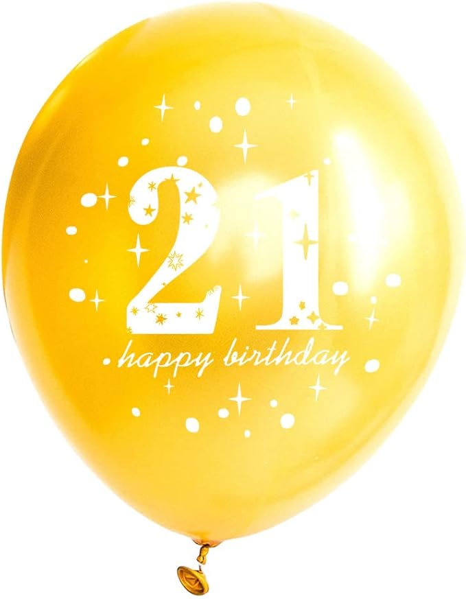 SHUNTAI 21st Birthday Balloons Black and Gold 21st Birthday Decorations for Him Her Latex Gold Confetti Balloon 21 Years Old Theme Happy Birthday Party Supplies 15 Pack 12 Inch