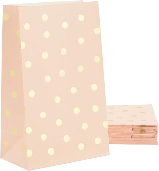 BLUE PANDA Party Favor Candy Bags - 24 Pack, Pink & Gold Foil, 5.5 x 8.6 x 3 In - Princess Favor Bags - Bulk Lollipops Individually Wrapped