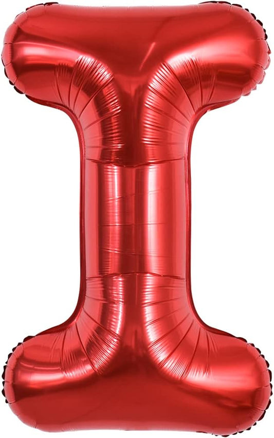 TONIFUL 40 Inch Large Bright Red Letter Balloons A-Z, Giant Jumbo Helium Foil Mylar Big Letter I Balloons for Birthday Party Anniversary Wedding Decorations