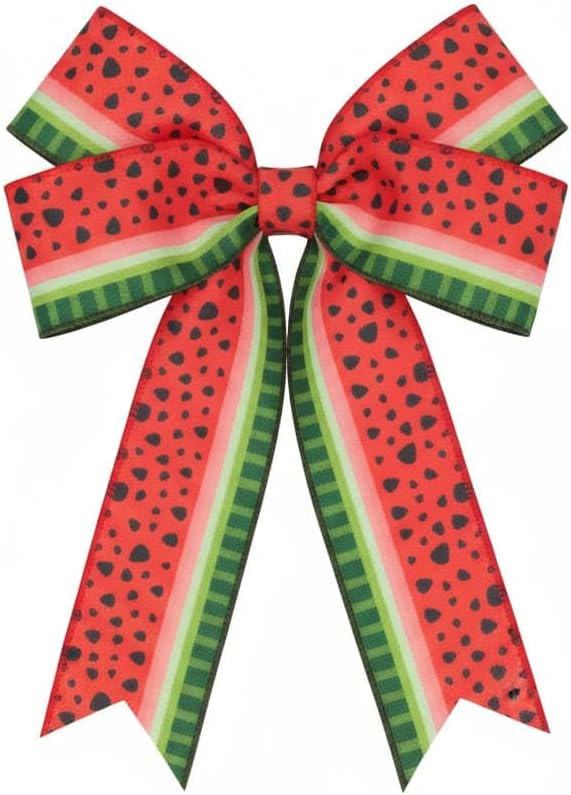 4 Rolls Watermelon Ribbon 20 Yards 2.5 Inch Summer Wired Edge Burlap Craft Ribbons for Wreath DIY Gift Wrapping Party Baby Shower Bow Decoration