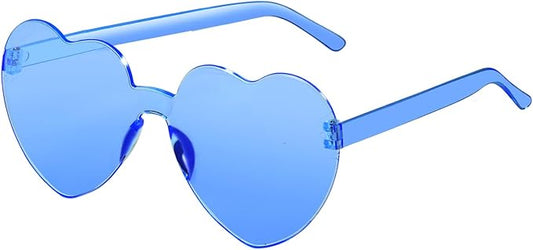 Heart Shaped Sunglasses for Women Colorful Glasses Fun Trendy Transparent Heart Sunglasses Party Favor (1 Pair-Blue)