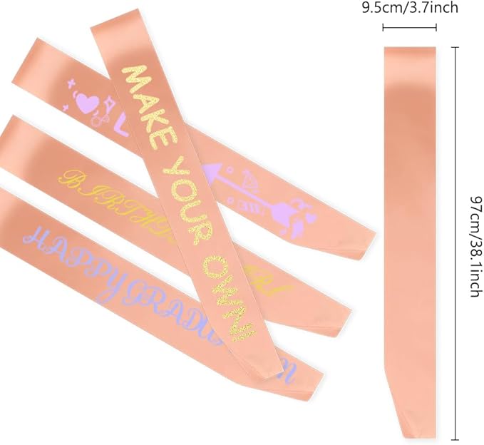12 Pcs Blank Sash Party Favors Plain Sash Pageant Sash Satin Sash Pink Clay Sash Sashes for Birthday, Wedding, Graduation, DIY, Beauty Pageant, Hen Party, Homecoming, Make Your Own Sash