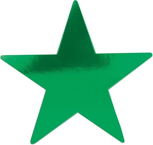 Beistle 24-Pack Foil Green Star Cutouts, Party Decorations for Festive Occasions, Celebrations & Events, Star Theme Decor for Wall & Table, 15”