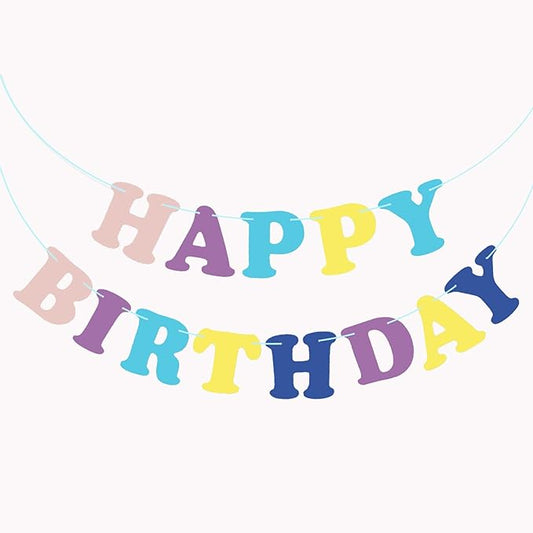 MEETINGU Macaron Birthday Banner - Colorful Macaron Letters, Happy Birthday Sign & Decorations for Kids, Boys, Girls & Adults