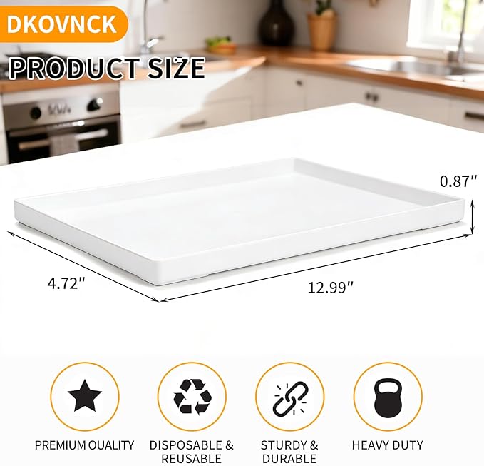 Plastic Serving Tray for Party Supplies Serving Platter for Food Reusable Platters for Catering Snack Fruit Charcuterie Appetizer Hosting Essentials (3pcs White, 13.8 ×9.8 in)