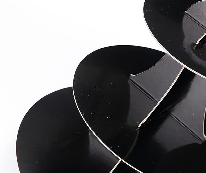 YLDW Cupcake Stand 2Pcs, 3-Tier Cupcake Stand Display, Cardboard Cup Cake Tower Stand, Disposable Dessert Stand for Birthday Tea Party Baby Shower Treat Decorations, Black