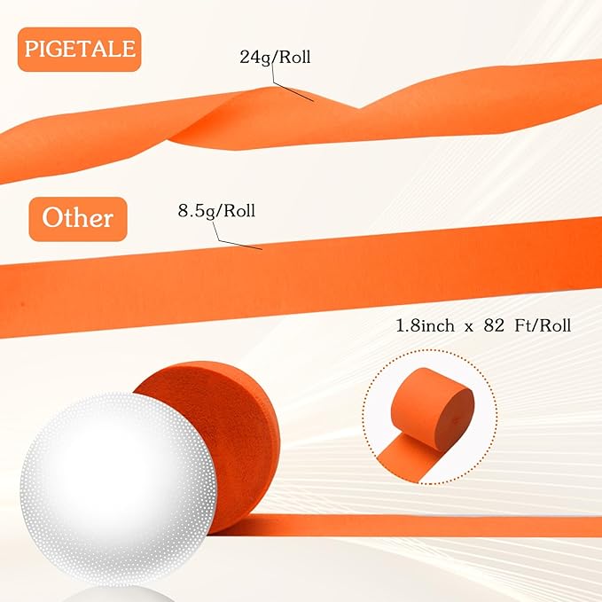 PIGETALE Crepe Paper Streamers 8 Rolls 656ft Orange Purple Black Green Tassels Streamer Paper for Halloween Theme Party Birthday Decorations Decor Indoor Home Horror Party Hanging Backdrops Supplies