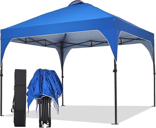 Pop Up Canopy, 10x10 FT Instant Outdoor Canopy Tent with Carrying Bag, 3 Adjustable Heights - Portable for Event, Parties, Camping and More Outdoor Activities
