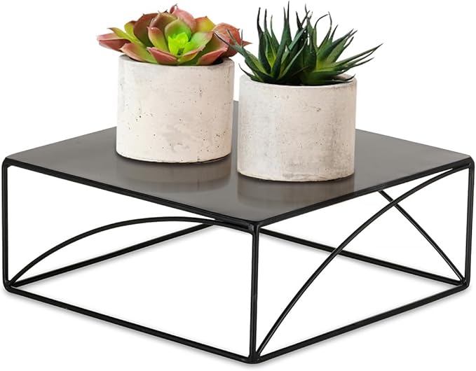 NUPTIO Cake Stand Dessert Display: Metal Cupcake Holder 10 Inch Pedestal Stands Black Food Risers for Wedding Party Halloween Birthday Event Kitchen Table Baby Shower Square Buffet Vase Plant Stand