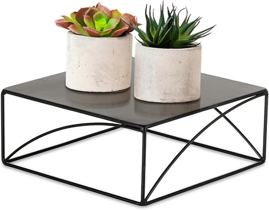 NUPTIO Cake Stand Dessert Display: Metal Cupcake Holder 10 Inch Pedestal Stands Black Food Risers for Wedding Party Halloween Birthday Event Kitchen Table Baby Shower Square Buffet Vase Plant Stand