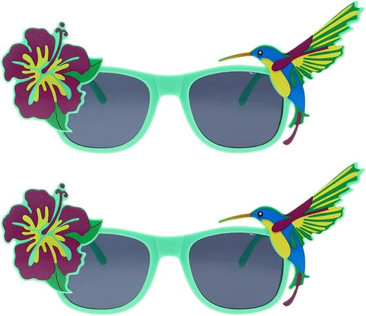 BESTOYARD 2 Pcs Flamingo Sunglasses, Coconut Tree Eyeglasses, Hawaiian Eyewear Props, Summer Photo Booth Accessories