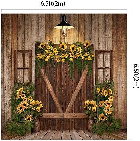 Kate 6.5x6.5ft Spring Sunflowers Photography Backdrops Vintage Wood Wall Wooden Door Photo Background Studio Children Baby Shower Backgrounds Props