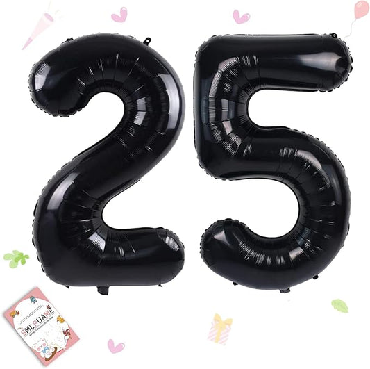 40 inch Number Balloon 0-9 Black Large Number 25 Balloons,Digital Balloons for Birthday Party Celebration Decorations Supplies, Helium Foil Number Balloons for Wedding Anniversary