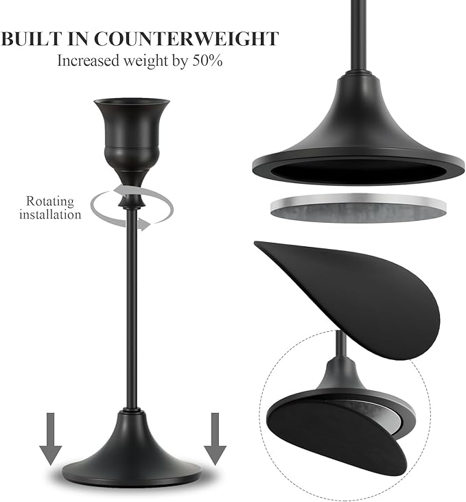FSyueyun 6 Pcs Black Candle Holder, Elegant Metal Taper Candle Holders Set, Modern Candlestick Holders for Table Centerpiece, Fireplace Mantel, Wedding, Christmas Home Decor and Housewarming Gift