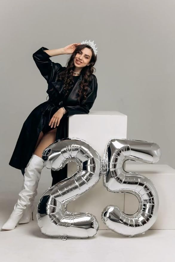 Numbers 40 Inch Balloon, Large Silver Number 13 Balloon Party Decorations for 1 3 31 Birthday Memorial Day, Foil Balloon for Outdoor & Indoor Wedding Supplies