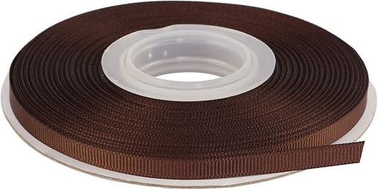 Ribbonitlux 1/4" Wide Solid Grosgrain Ribbon 25 Yards (850-Brown）, Set for Gift Wrapping, Party Decor, Sewing Applications, Wedding and Craft
