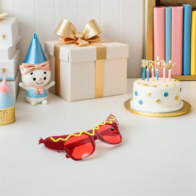 6Pcs Hot Dog Glasses, Dance Party Hot Dog Headband Adult, Funny Sunglasses Costume Decorations for Summer Luau Party Decorations