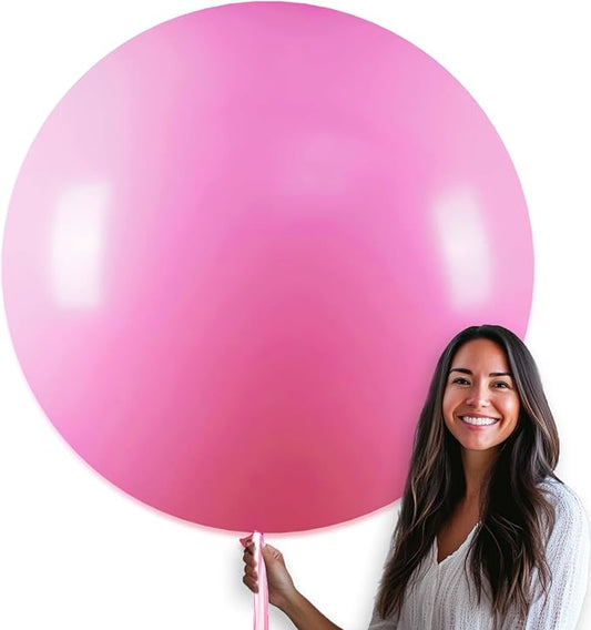 PartyWoo Pink Balloons 4 pcs 36 Inch Extra Large Big Jumbo Giant Matte Pink Balloons for Valentine's Day Baby Shower Gender Reveal Princess Bachelorette Engagement Birthday Party Decorations Pink-Y11