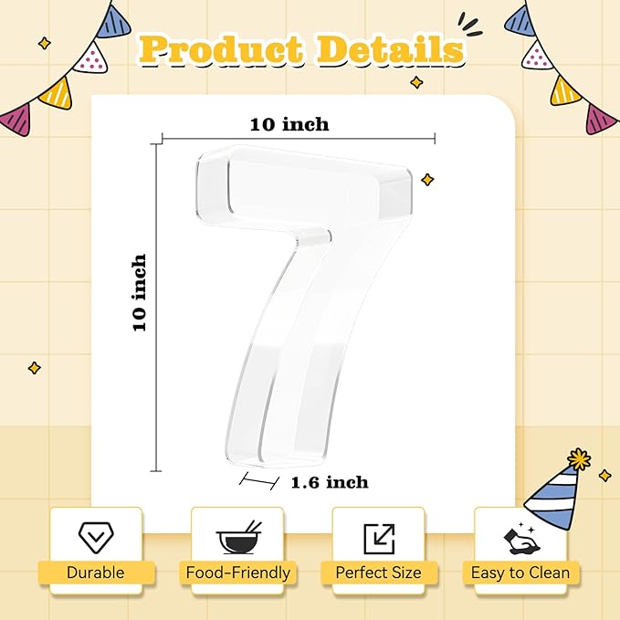 Ledido 10’’ Acrylic Number Charcuterie Board Box, Reusable Fillable Serving Tray for Candy Cake Fruit Snack, Easy-Clean Acrylic Charcuterie Tray for Birthday Anniversary Party Decorations, Number 7