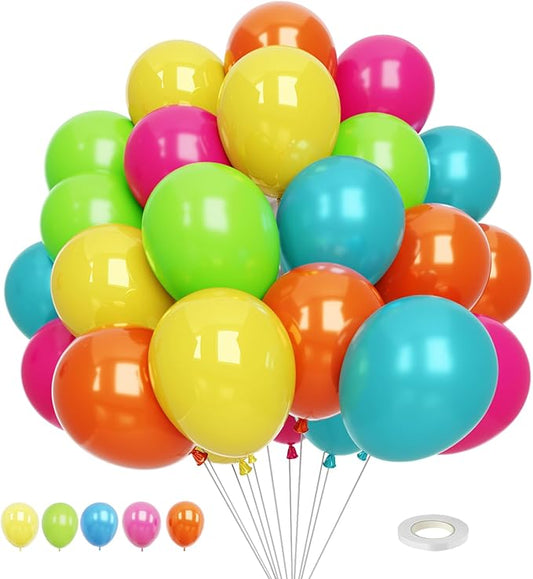 Tropical Balloon 50 Pcs Yellow and Green balloons 12 inch Pink and Orange Summer Balloons for Party Decorations, Wedding Backdrop, Birthday, Baby Shower, Pool