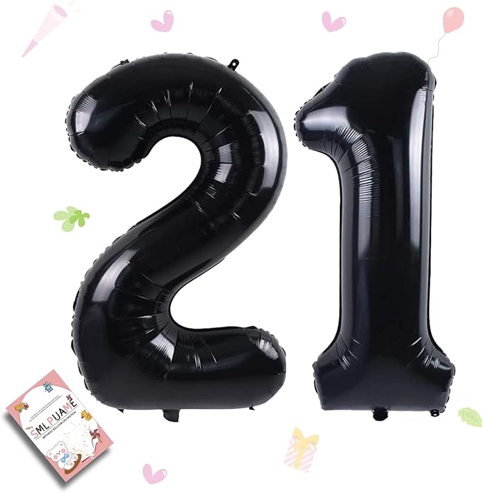 40 inch Number Balloon 0-9 Black Large Number 21 Balloons,Digital Balloons for Birthday Party Celebration Decorations Supplies, Helium Foil Number Balloons for Wedding Anniversary