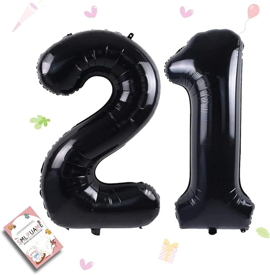 40 inch Number Balloon 0-9 Black Large Number 21 Balloons,Digital Balloons for Birthday Party Celebration Decorations Supplies, Helium Foil Number Balloons for Wedding Anniversary